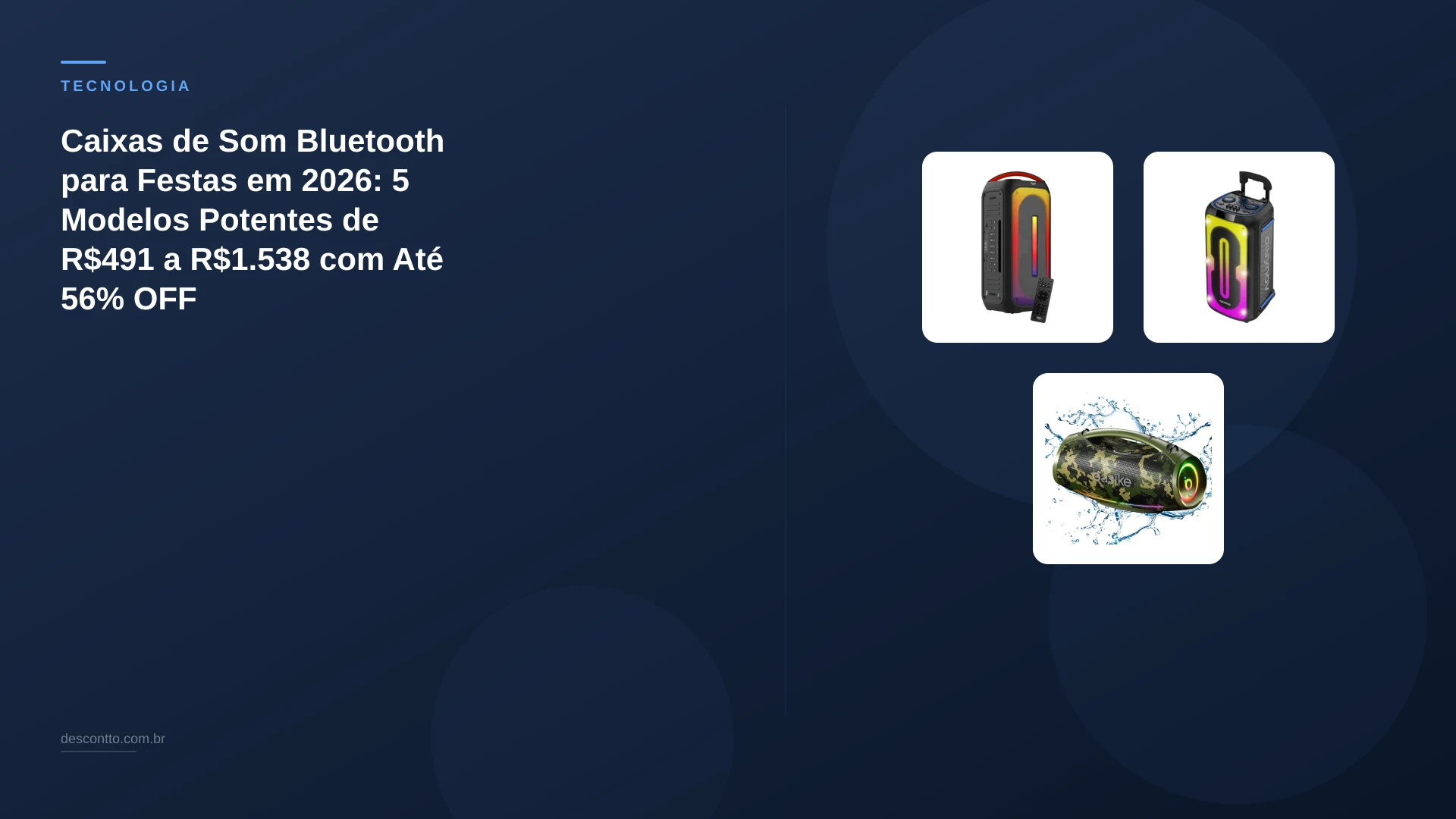 Caixas de Som Bluetooth para Festas em 2026: 5 Modelos Potentes de R$491 a R$1.538 com Até 56% OFF