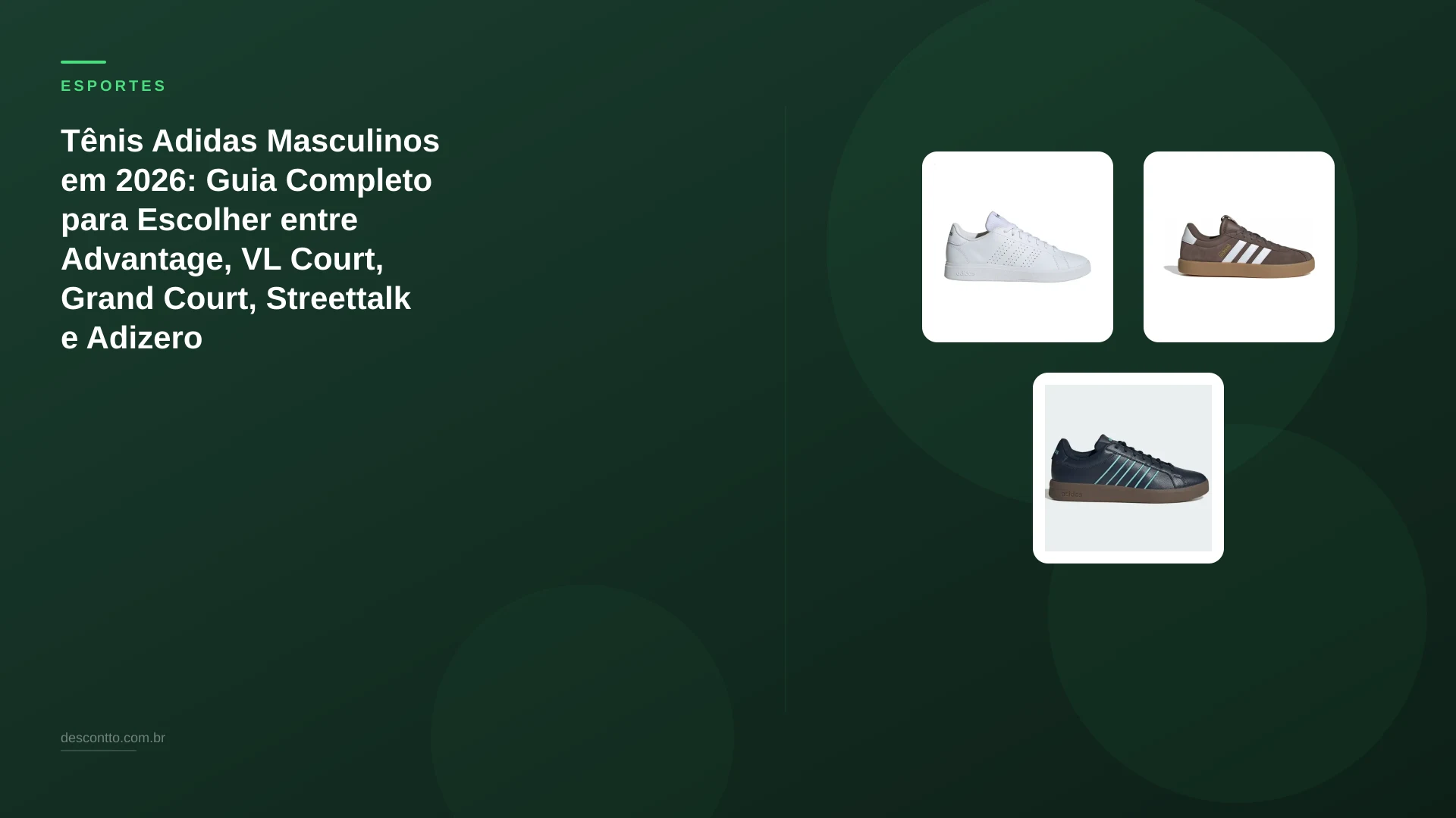 Tênis Adidas Masculinos em 2026: Guia Completo para Escolher entre Advantage, VL Court, Grand Court, Streettalk e Adizero